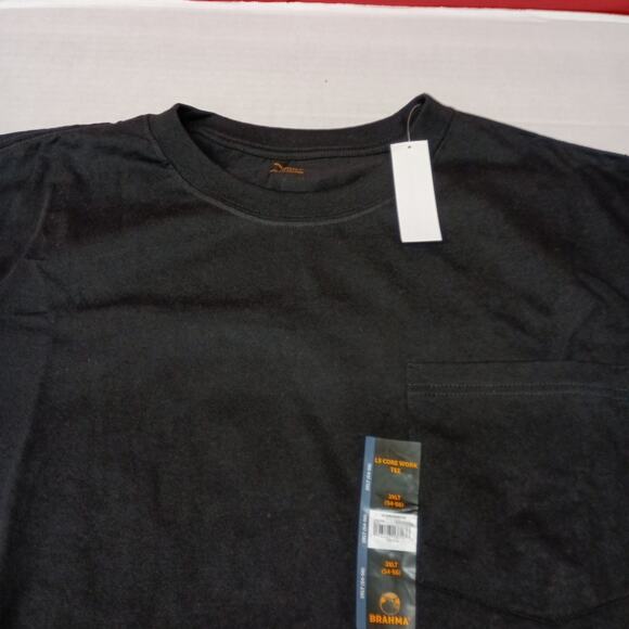 2 Brahma Long Sleeve Work T-Shirt 3XLT 54-56 Black Pocket Tee 100% Cotton - Picture 4 of 8